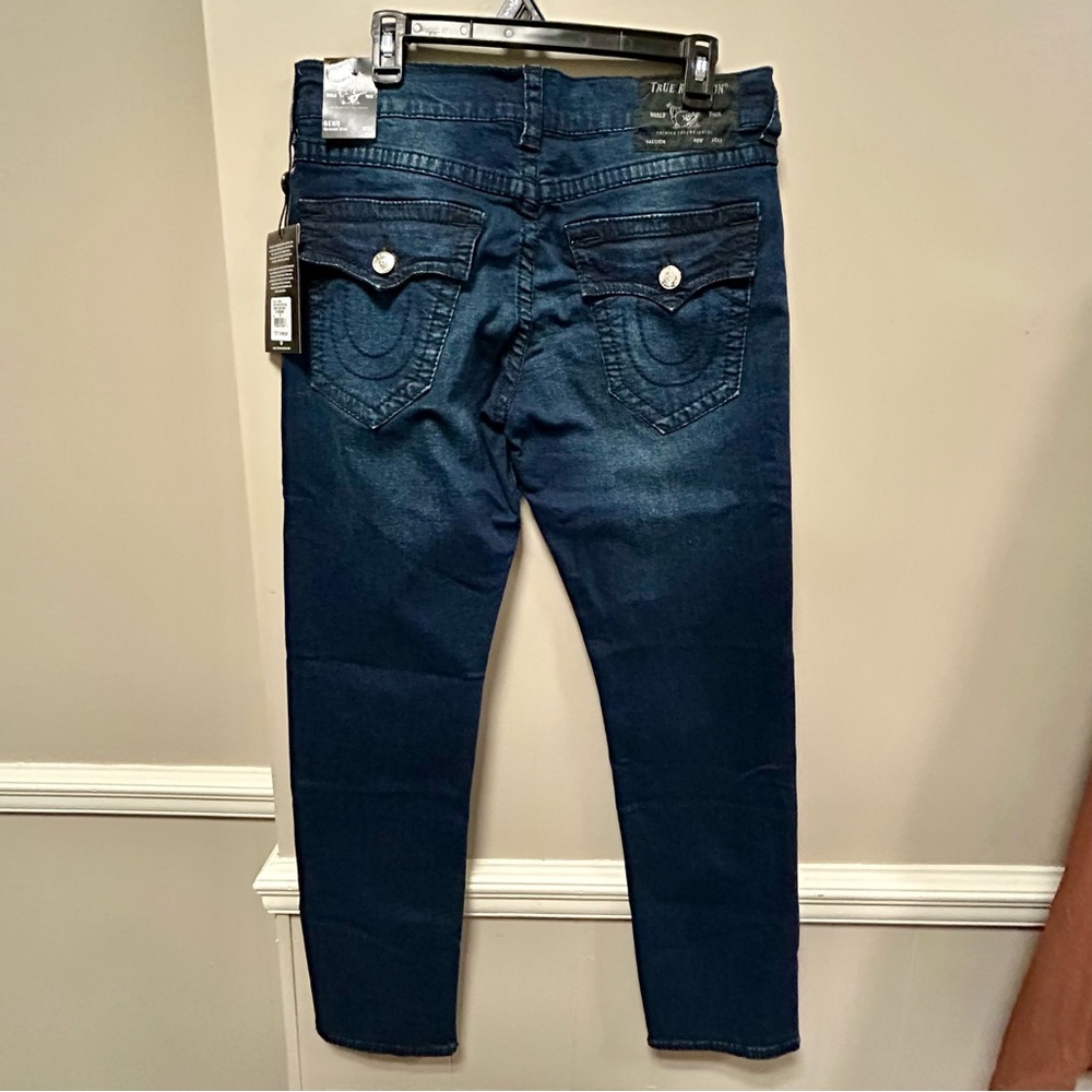 True Religion Sz 33 34 Dark Blue Jeans Rocco Relaxed Slim NWT - Picture 12 of 16